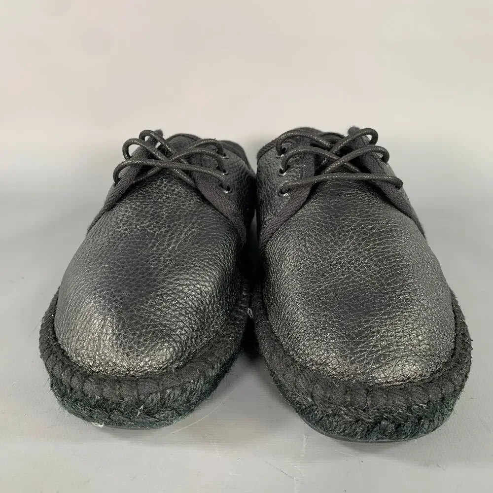 SAINT LAURENT Size 8 Black Crackled Leather Yacht Lace Up Shoes